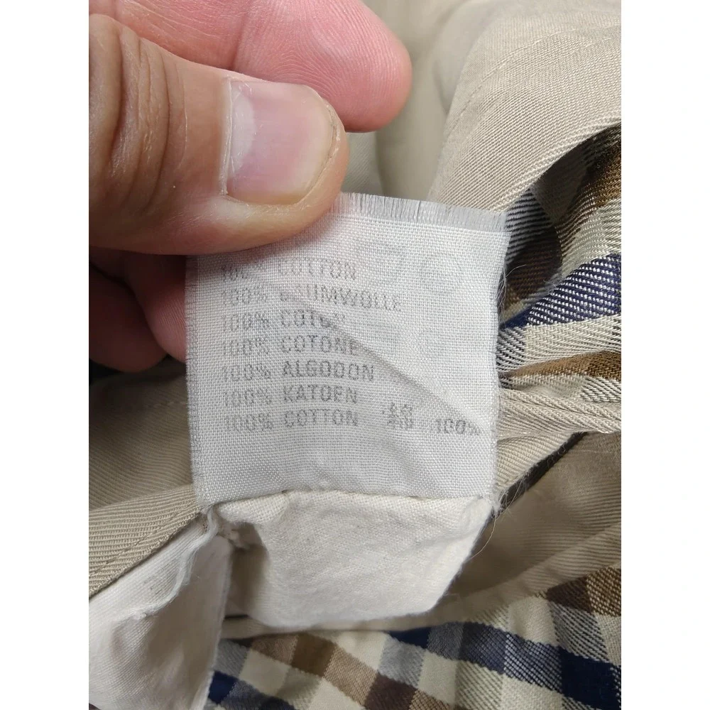 Vintage Aquascutum Coat Mens Medium Beige Cotton Aqua 5 Rain Trench Check
